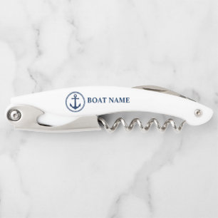 Uw bootnaam Classic Zee Anchor op wit Kurkentrekker