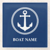 Uw bootnaam Classic Zee Anchor Premium Onderzetter (Voorkant)