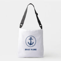 Uw bootnaam Cross Body Tas Touw & Anker