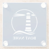 Uw Bootnaam & Klassieke Vuurtoren Glazen Onderzetter (Achterkant)