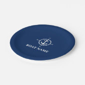 Uw Bootnaam Kompas Anker Navy Blue 7" Papieren Bordje (Gekanteld)