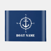 Uw Bootnaam Kompas Anker Navy Blue Entry Deurmat (Voorkant)