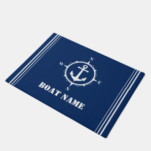 Uw Bootnaam Kompas Anker Navy Blue Entry Deurmat