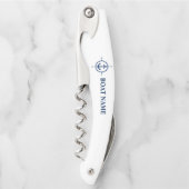 Uw Bootnaam Kompas Anker op Wit Kurkentrekker (Voorkant)