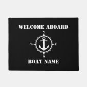 Uw bootnaam kompas anker welkom aan boord zwart deurmat (Voorkant)