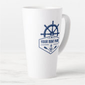 Uw Bootnaam met Anchor Oars Helm 2 Sided Large Latte Mok (Rechterhoek)