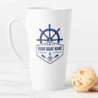 Uw Bootnaam met Anchor Oars Helm 2 Sided Large Latte Mok