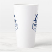 Uw Bootnaam met Anchor Oars Helm 2 Sided Large Latte Mok (Voorkant)