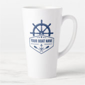 Uw Bootnaam met Anchor Oars Helm 2 Sided Large Latte Mok (Rechts)