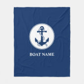 Uw bootnaam Nautical Anchor Rope Navy Blue Fleece Deken (Voorkant)