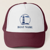 Uw bootnaam Nautical Classic Lighthouse Trucker Pet (Voorkant)