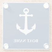 Uw bootnaam & nautisch anker glazen onderzetter (Achterkant)