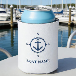 Uw Bootnaam Nautisch Anker Kompas Marine Wit Blikjeskoeler