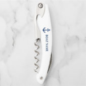 Uw bootnaam  nautisch anker op wit kurkentrekker (Voorkant)