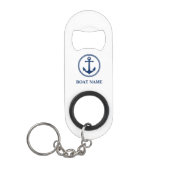 Uw Bootnaam Nautisch Zee Anker Blauw wit Mini Flessenopener (Voorkant)