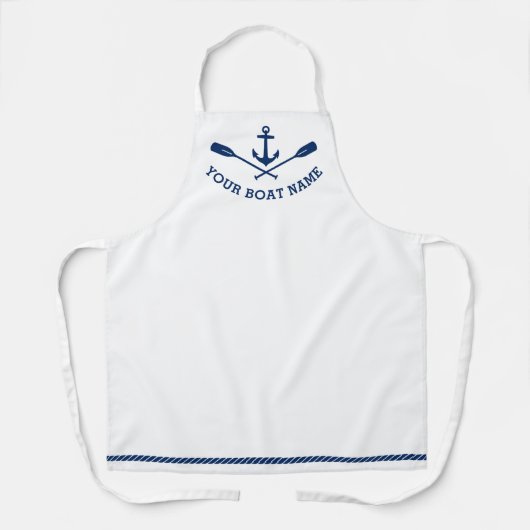 Uw bootnaam nautische anker gekruiste riemen touw schort (Voorkant)
