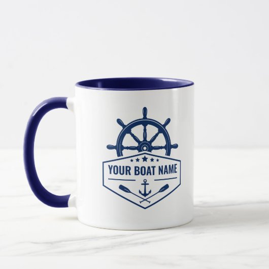 Uw bootnaam nautische anker riemen helm 2 Toon Mok (Links)