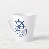 Uw bootnaam nautische anker riemen helm 2 zijdig latte mok (Linkerhoek)