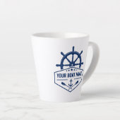 Uw bootnaam nautische anker riemen helm 2 zijdig latte mok (Rechterhoek)