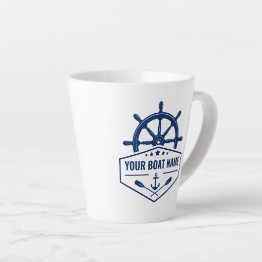 Uw bootnaam nautische anker riemen helm 2 zijdig latte mok (Rechterhoek)