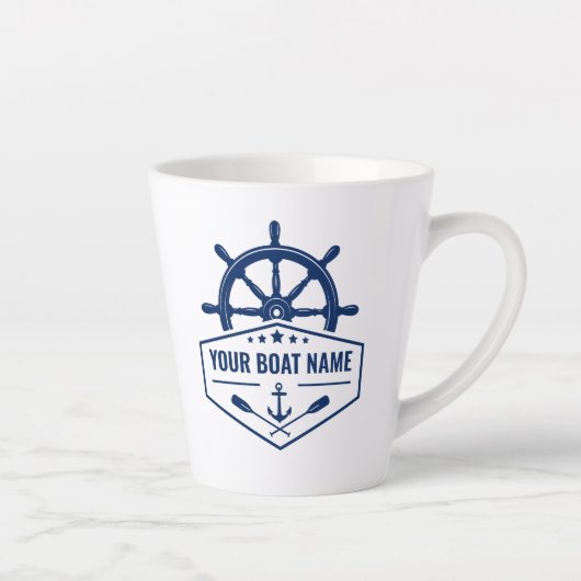 Uw bootnaam nautische anker riemen helm 2 zijdig latte mok (Rechts)