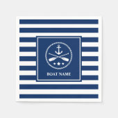 Uw bootnaam nautische anker & roeiriemen blauw ges servet (Voorkant)