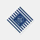 Uw bootnaam nautische anker & roeiriemen blauw ges servet (Hoek)