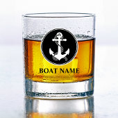 Uw bootnaam nautische anker & touw whisky glas