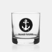 Uw bootnaam nautische anker & touw whisky glas (Voorkant)