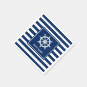 Uw bootnaam nautische schepen wiel gestreepte helm servet (Hoek)