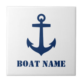 Uw bootnaam of familienaam Anchor Navy Blue Tegeltje