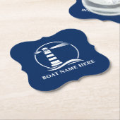 Uw bootnaam of tekst Classic Lighthouse Blue Kartonnen Onderzetters (Gekanteld)