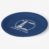 Uw Bootnaam of Tekst Lighthouse Navy Blue Papieren Bordje (Gekanteld)