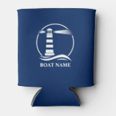 Uw bootnaam of tekst Nautical Classic Lighthouse Blikjeskoeler (Voorkant)