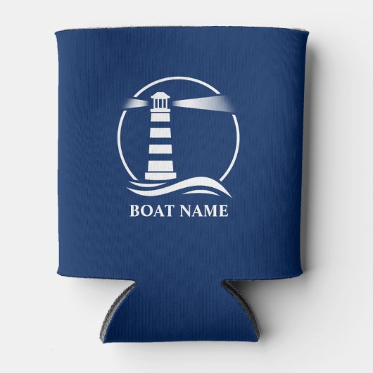 Uw bootnaam of tekst Nautical Classic Lighthouse Blikjeskoeler (Voorkant)