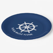 Uw bootnaam of tekst Ships Wheel Helm Papieren Bordje (Gekanteld)