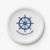 Uw bootnaam of tekst & Ships Wheel Helm Papieren Bordje (Voorkant)