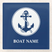 Uw Bootnaam Rope & Anchor Premium Onderzetter (Voorkant)