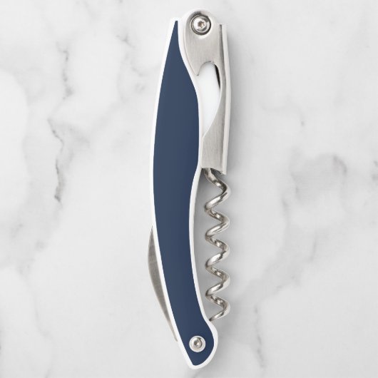 Uw bootnaam Scheepswiel Helm Navy Blue Stripe Kurkentrekker (Achterkant)