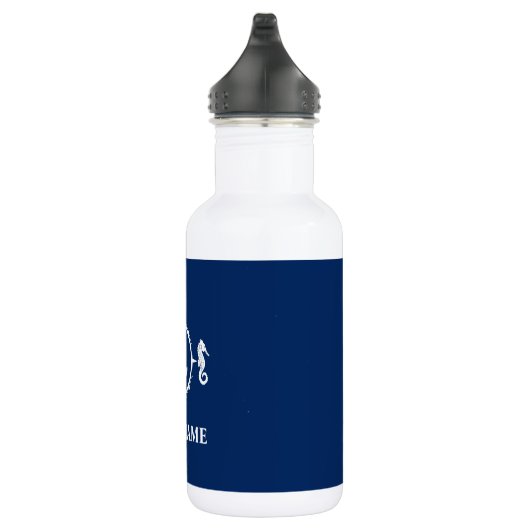 Uw Bootnaam Seahorse Anker Blauw Wit Waterfles (Rechts)