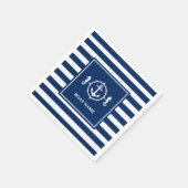 Uw Bootnaam Seahorse Anker Blauwe Strepen Servet (Hoek)