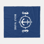 Uw Bootnaam Seahorse Anker Blue Fleece Deken (Voorkant (Horizontaal))
