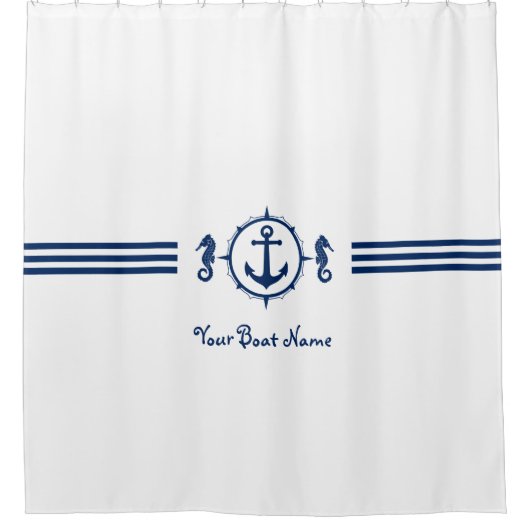Uw Bootnaam Seahorse Anker Douchegordijn sh0a (Voorkant)