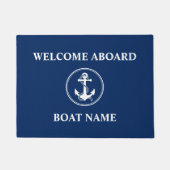 Uw Bootnaam Touw & Anker Blauw Welkom aan boord Deurmat (Voorkant)
