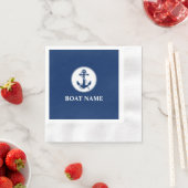 Uw Bootnaam Touw & Anker Blauwe Cocktail Servet (Insitu)