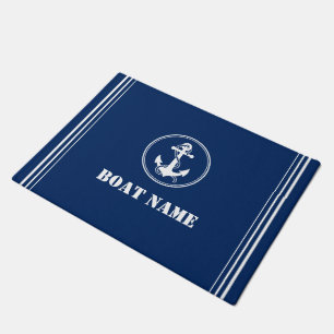 Uw Bootnaam Touw & Anker Navy Blue Entry Deurmat
