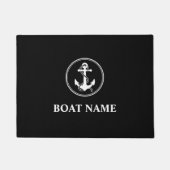 Uw Bootnaam Touw & Anker Zwart Deurmat (Voorkant)