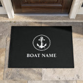 Uw Bootnaam Touw & Anker Zwart Deurmat