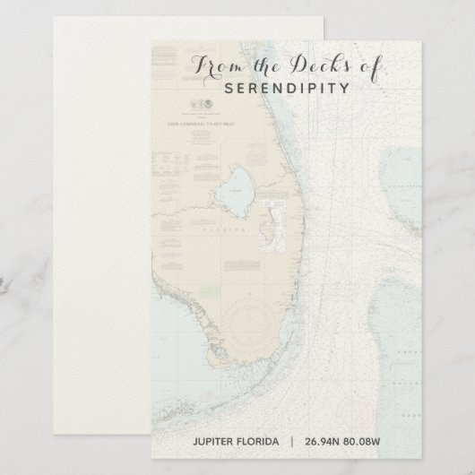 Uw bootnaam vanaf de dekken van Florida Nautical Briefpapier (Voorkant / Achterkant)