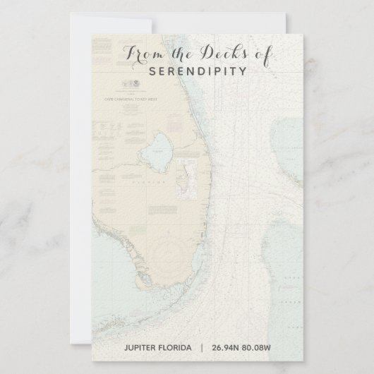 Uw bootnaam vanaf de dekken van Florida Nautical Briefpapier (Voorkant)